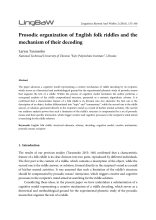 Прев’ю початку публікації: Larysa Taranenko. Prosodic organization of English folk riddles and the mechanism of their decoding
